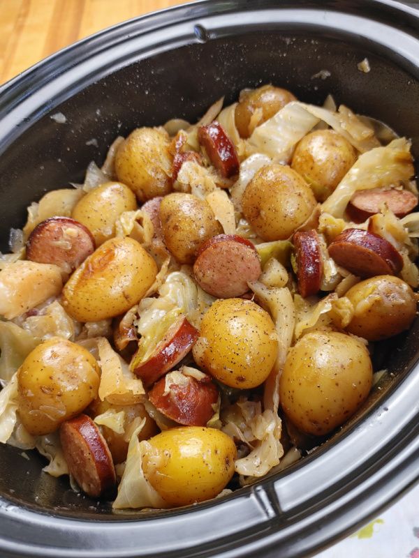 Crock Pot Smoked Sausage and Cabbage
