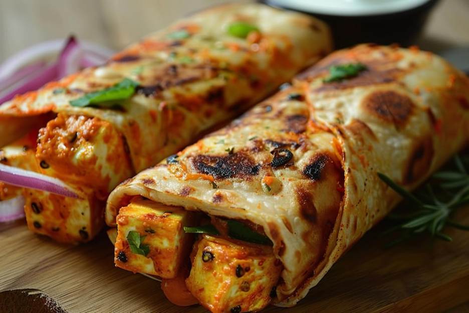 Desi Paratha Roll with Yogurt